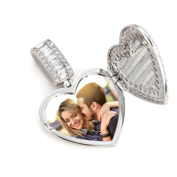 New Custom Photo Pendant Necklace Personal Heart Necklaces Full Zircon