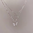 New Shiny Butterfly Necklace Ladies Exquisite Double Layer Clavicle
