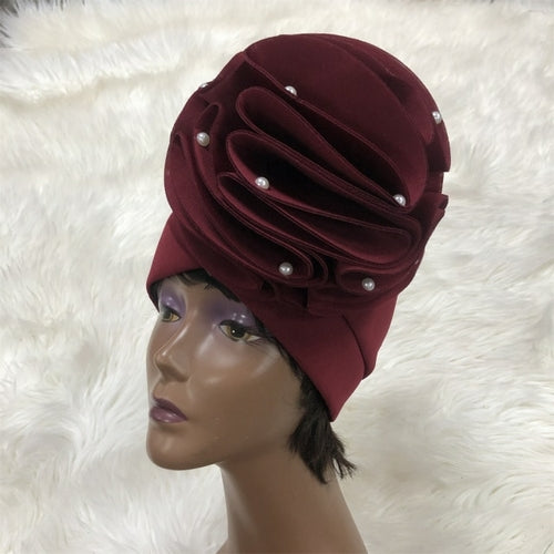 New Turban Cap With Big Flower On Top turban With Beads Women Cap For