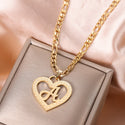 Personalized 18K Plate Gold Heart Initial Letter Pendant A Z Alphabet