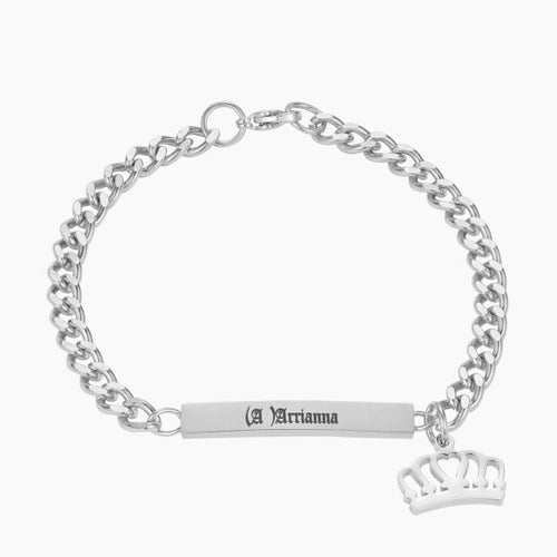 Personalized Baby Name Bar Bracelets Custom Stainless Steel Crown