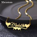 Personlized Name Necklace Stainless Steel Link Vintage Custom Double