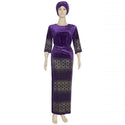 Plus Size Velvet Dress Dashiki African Clothes For Women 3 Pieces Set