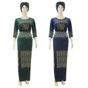 Plus Size Velvet Dress Dashiki African Clothes For Women 3 Pieces Set