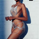 Sexy women's Luxury Body jewelry tassel crystal bikini underwear set