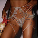 Sexy women's Luxury Body jewelry tassel crystal bikini underwear set