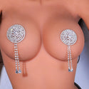 Stonefans 2Pcs Bling Round Pendant Chest Nipple Stickers Bra