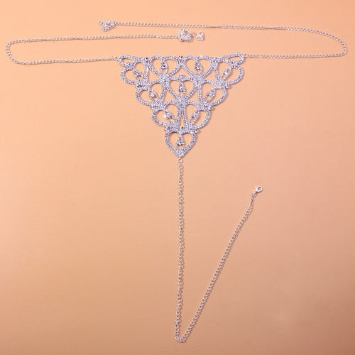 Stonefans Sexy Heart Rhinestone Thong Underwear Belly Chain Simple