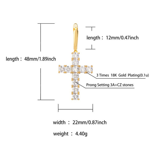 TOPGRILLZ Micro Paved Cross Full Bling Iced Out Earring Cubic Zircon