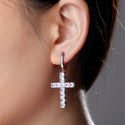 TOPGRILLZ Micro Paved Cross Full Bling Iced Out Earring Cubic Zircon