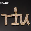 UWIN Custom Baguette Initial Letters Pendant Necklace Words Name With