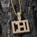 Uwin Block Letters Custom Initial Name Necklace  Personalized Pendant