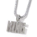Uwin Block Letters Custom Initial Name Necklace  Personalized Pendant