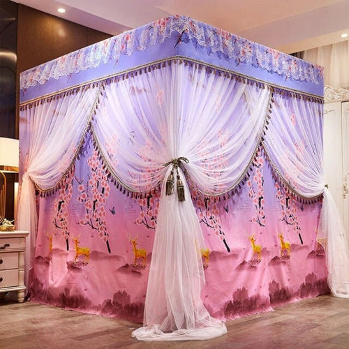 Wedding Mosquito Net Blackout Dust proof Bed Curtain Floor With