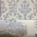 White and Silver Damask Pattern Vinyl Wallpaper For Living Room Home
