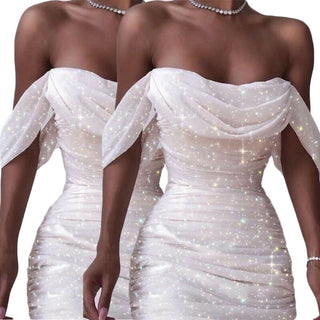 Women Off Shoulder Sparkling Dress
