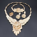 Women Party Bridal Fine Crystal Rose Flower Necklace Jewelry Sets For