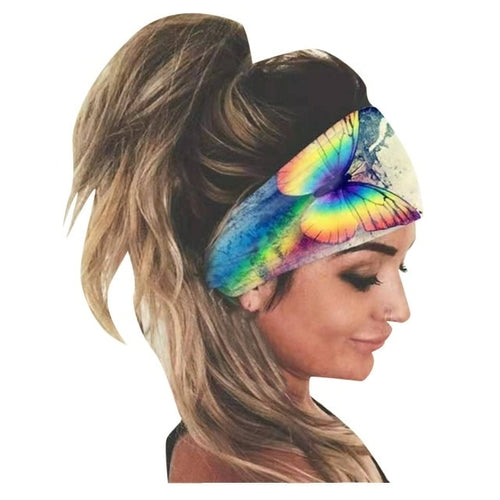 Women Print Headband Elastic Head Wrap Hair Band Bandana Headband