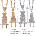 ZRM Jewelry Bling Bling Plug Pendant Necklace Gold Silver Color Charm