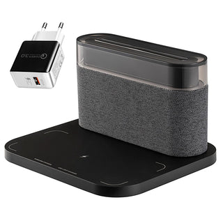 Buy black-with-eu-plug 4 IN 1 Desk Music Night Light Alarm Clock Wireless Speaker Fast Wireless Charger Pad for iPhone14 13 12 11 Pro Max X Samsung S23