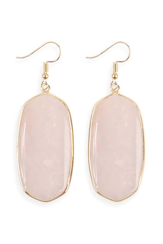 Buy pink Natural Oval Stone Earrings