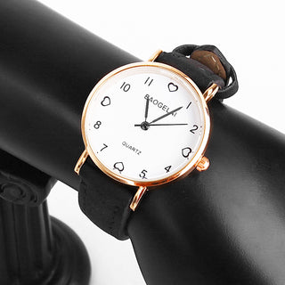 Buy black Simple Vintage Women Small Dial Watch Sweet Leather Strap Wrist Watches Gift