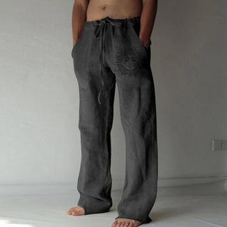 Buy color15 Soft Linen Pants Mid Waist Pocket Pants