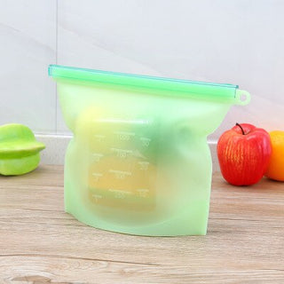 Buy green 1000ml Silicone Food Bag Reusable Ziplock