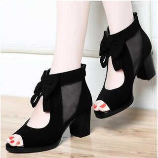 Buy black 2020 New Summer Women Lace Ankle-Wrap Sandals Casual Zip Open Top Ladys Sandals Chunky Heels Plataformas Mujer Sandalias