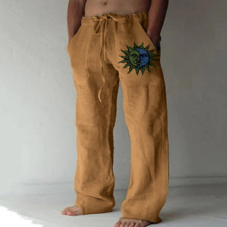 Buy color7 Soft Linen Pants Mid Waist Pocket Pants