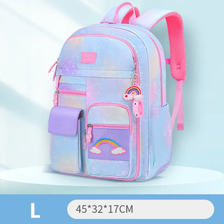 Buy l-sky-blue 2022 New Primary School Backpack Cute Colorful Bags for Girls Princess School Bags Waterproof Children Rainbow Series Schoolbags