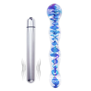 Buy 1-set DOMI Combined Sex Toy Extender Anal Plug Glass Dildo 10 Speeds Women Vibrator Butt Plug Vibrators Adults Erotic Toys for Gay