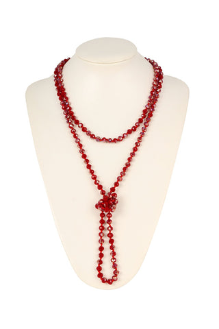 Buy iridescent-burgundy 8mm Longline Hand Knotted Necklace