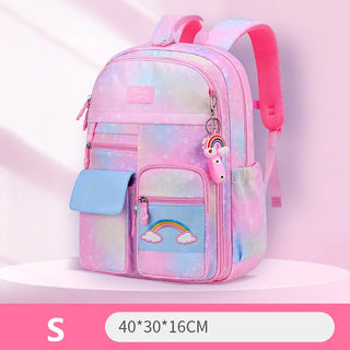 Buy s-pink 2022 New Primary School Backpack Cute Colorful Bags for Girls Princess School Bags Waterproof Children Rainbow Series Schoolbags