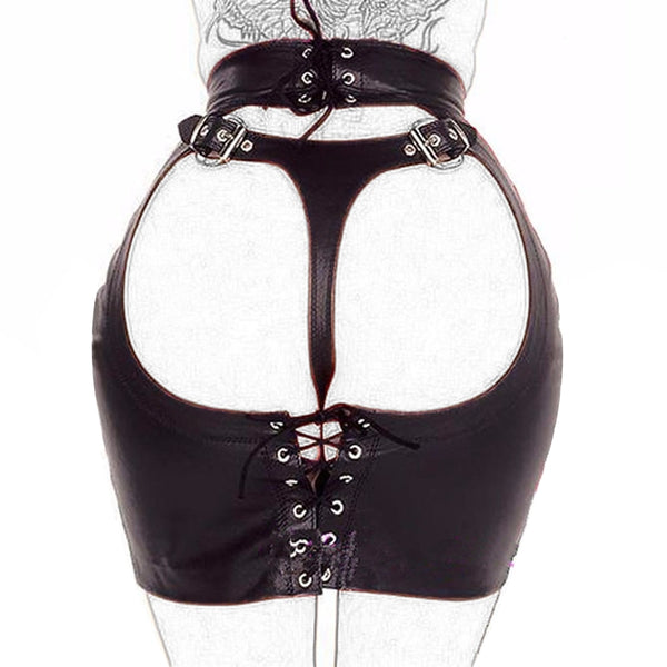 DOMI Black PU Erotic Fetish Dress Mini Adult Game Porn Skirt Sex Bdsm Bondage Women Sex Toy