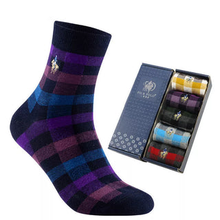 Buy 5-color-box-pack 5 Pairs Strip Fashion Autumn Winter New Men Socks Men&#39;s British Style Combed Cotton Male Socks Gift for Husband Father