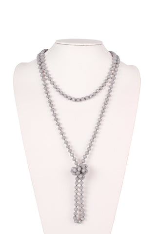 Buy gray 8mm Longline Hand Knotted Necklace