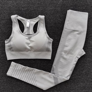 Buy gray-bra-set 2PCS Sports Suits Women Seamless Yoga Sets