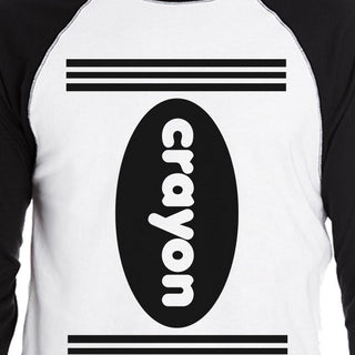Crayon Mens Black and White BaseBall Shirt