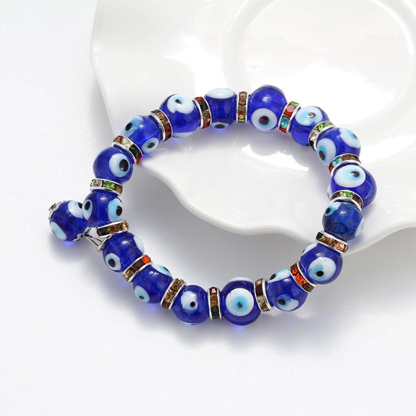 Evil Eye Trendy Glass Dark Blue Evil Eye Beaded Bracelet Handmade Turkish Jewelry for Women  EY6082