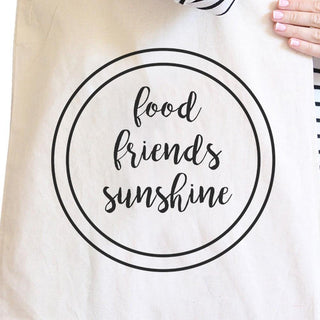 Food Friends Sunshine Cute Graphic Natural Canvas Bag Heavy Cotton
