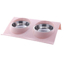 Pet Double Bowls Food Water Feeder Stainless Steel