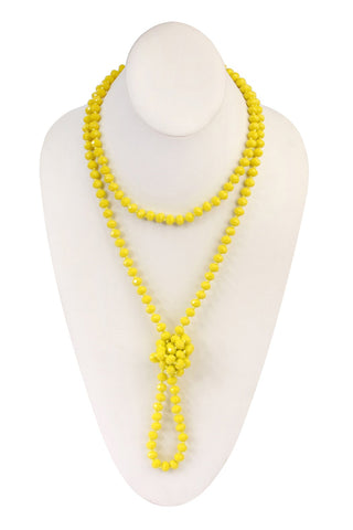 Buy yellow 8mm Longline Hand Knotted Necklace