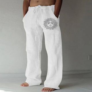 Buy color10 Soft Linen Pants Mid Waist Pocket Pants