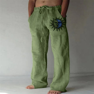 Buy color5 Soft Linen Pants Mid Waist Pocket Pants