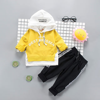 Buy yellow Hooded+Pant 2pcs Outfit Suit Boys Clothing Sets