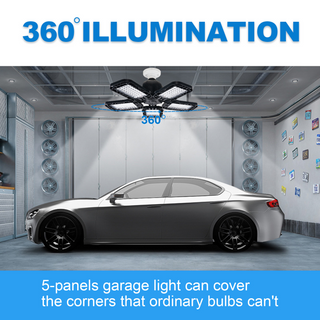 12000LM 6500K 5-Panels Adjustable100W LED Garage Light