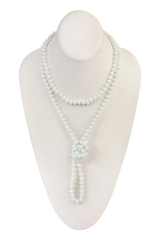 Buy white 8mm Longline Hand Knotted Necklace