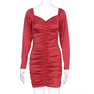 Buy red Hugcitar Puff Sleeve Mini Dress