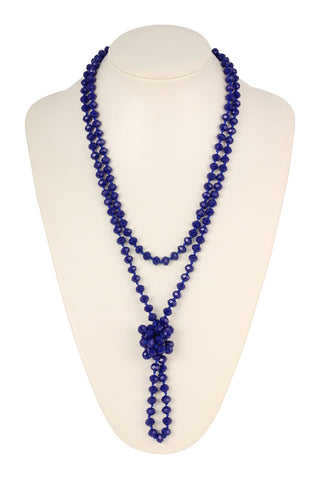 Buy sapphire-blue 8mm Longline Hand Knotted Necklace